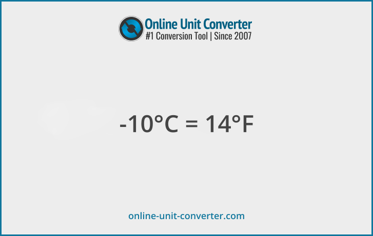 -10 Celsius in °F. Convert -10 Celsius to Fahrenheit