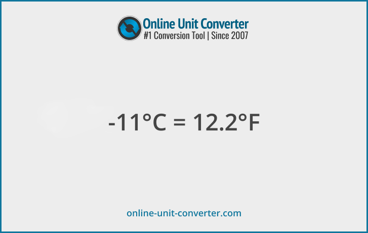 -11 Celsius in °F. Convert -11 Celsius to Fahrenheit