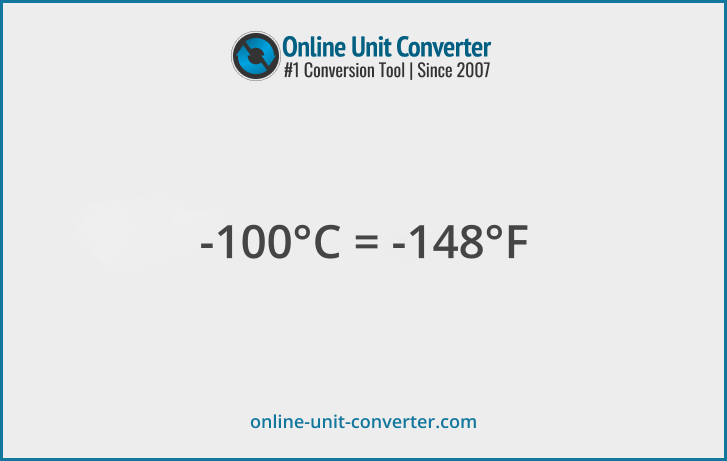 -100 Celsius in °F. Convert -100 Celsius to Fahrenheit