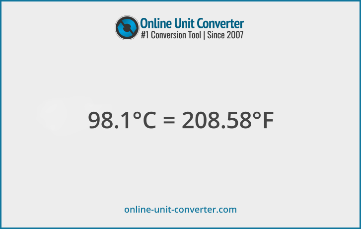 98.1 Celsius in °F. Convert 98.1 Celsius to Fahrenheit