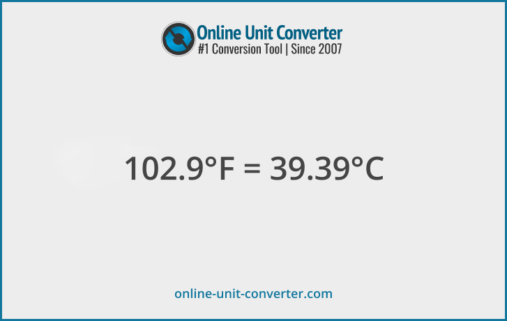 102.9 °F in °C. Convert 102.9 Fahrenheit to Celsius