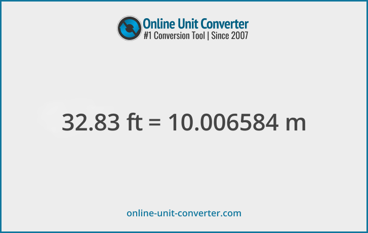 32.83 ft in m. Convert 32.83 feet to meters