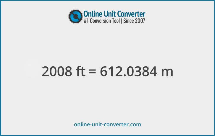 2008 ft in m. Convert 2008 feet to meters