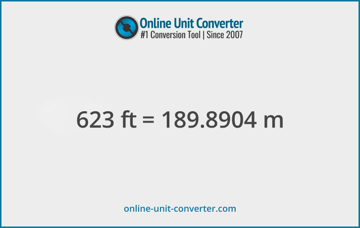 623 ft in m. Convert 623 feet to meters