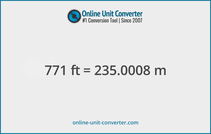 771 ft in m. Convert 771 feet to meters