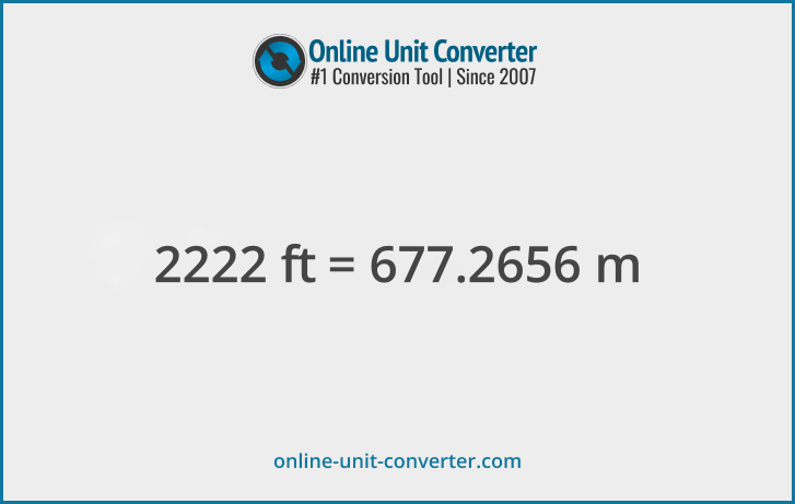 2222 ft in m. Convert 2222 feet to meters