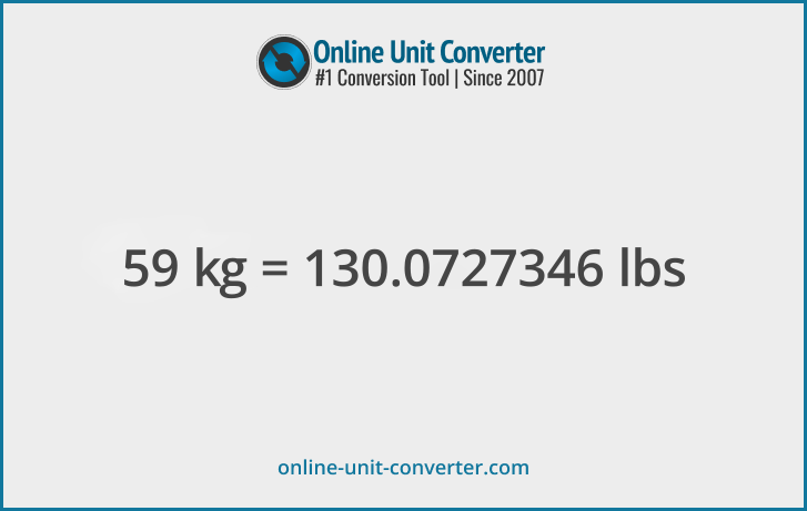 59 kg in lbs. Convert 59 kilograms to pounds