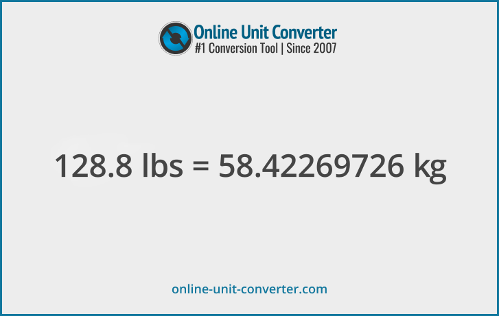 128.8 lbs in kg. Convert 128.8 pounds to kilograms