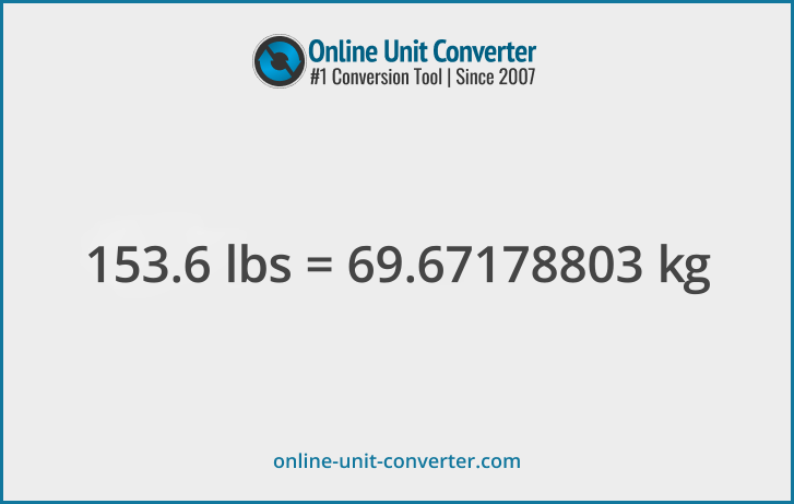 153.6 lbs in kg. Convert 153.6 pounds to kilograms