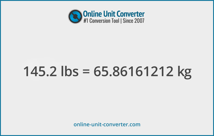 145.2 lbs in kg. Convert 145.2 pounds to kilograms