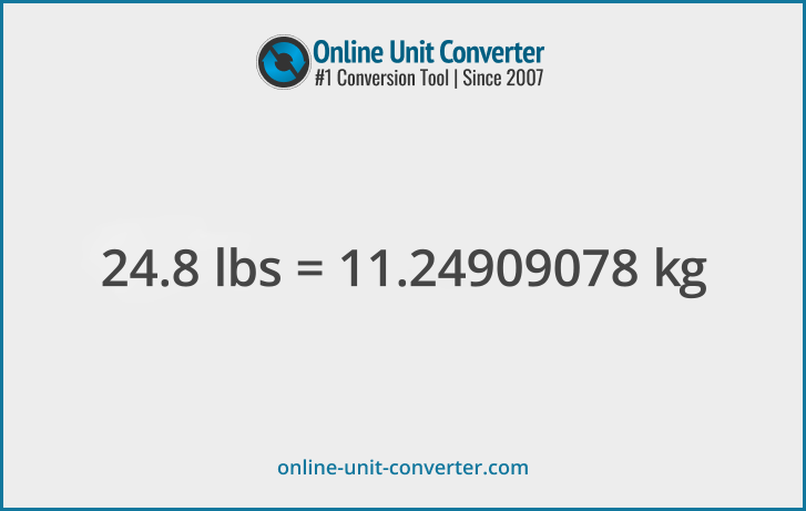 24.8 lbs in kg. Convert 24.8 pounds to kilograms