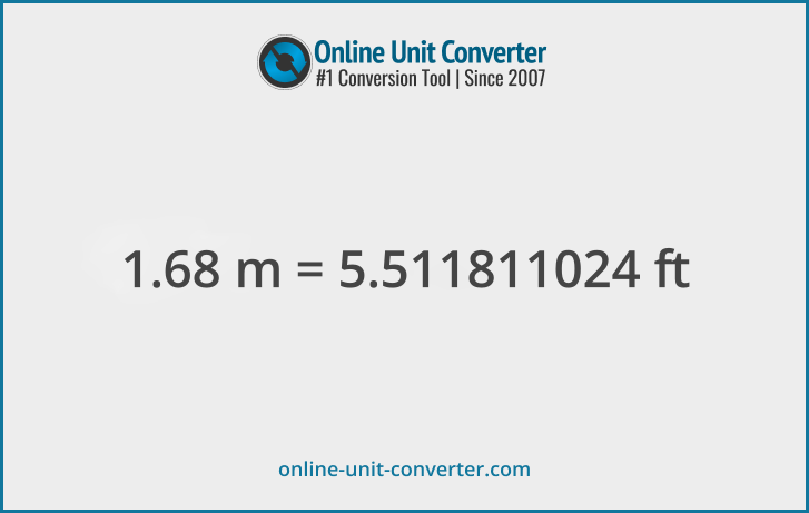 1.68 m in ft. Convert 1.68 meters to feet