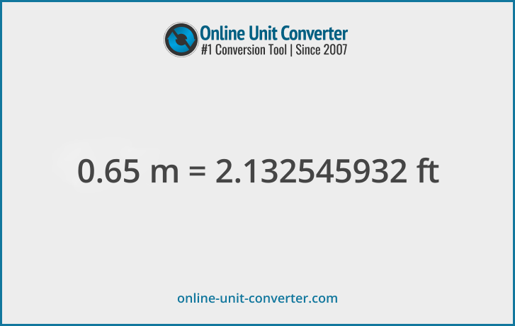 0.65 m in ft. Convert 0.65 meters to feet