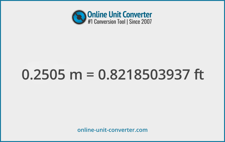 0.2505 m in ft. Convert 0.2505 meters to feet