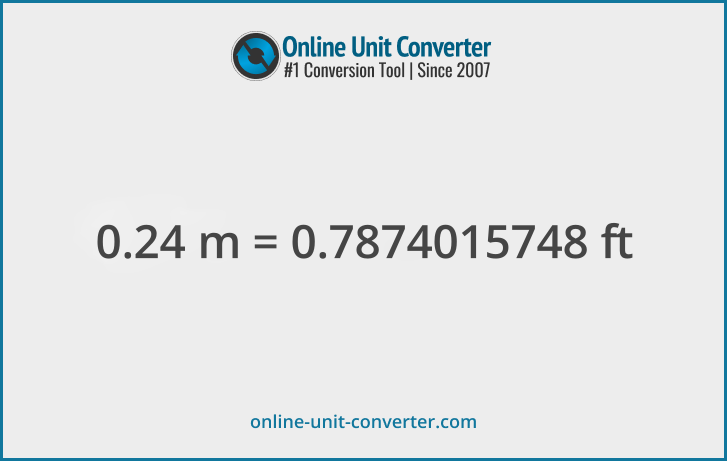 0.24 m in ft. Convert 0.24 meters to feet