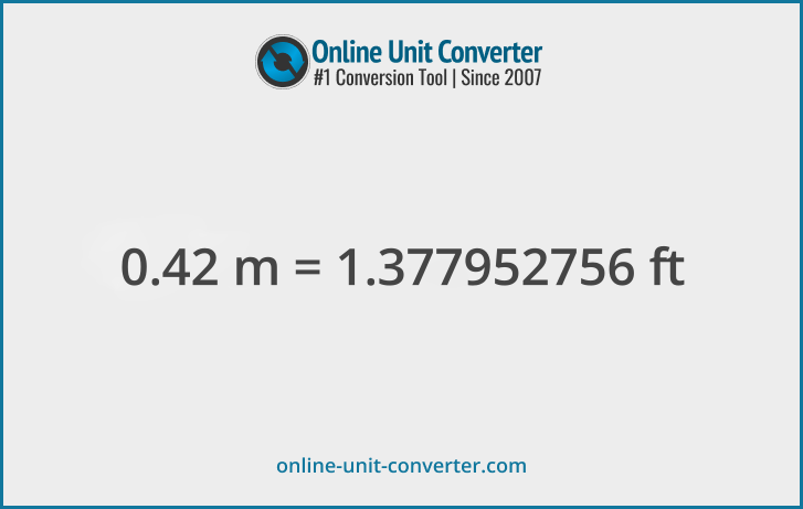 0.42 m in ft. Convert 0.42 meters to feet