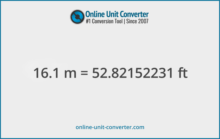 16.1 m in ft. Convert 16.1 meters to feet