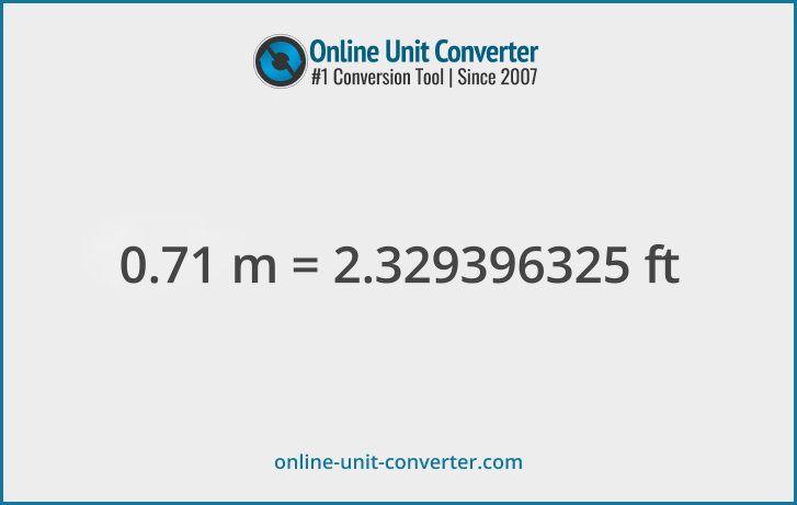 0.71 m in ft. Convert 0.71 meters to feet