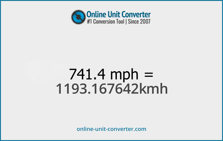 741.4 mph in km/h. Convert 741.4 miles per hour to kilometers per hour