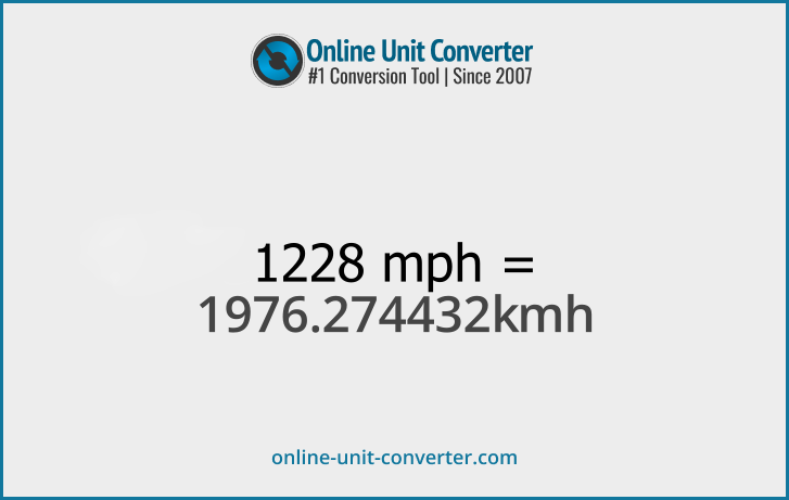 1228 mph in km/h. Convert 1228 miles per hour to kilometers per hour